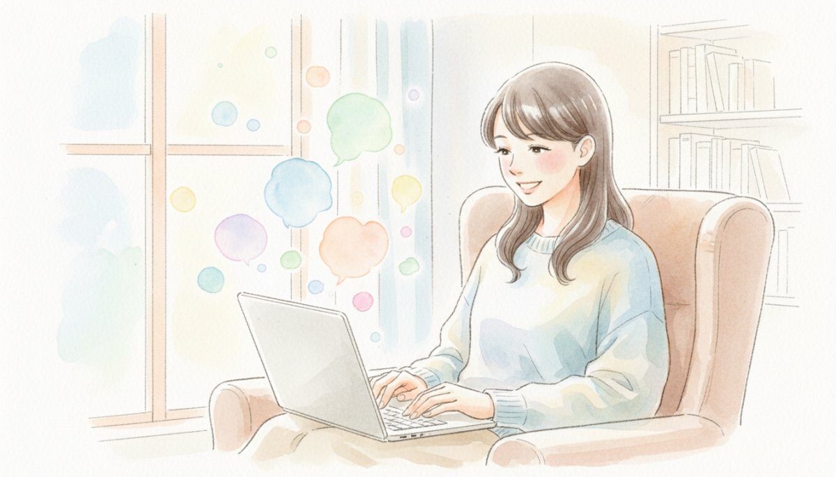 オンラインで質問する女性