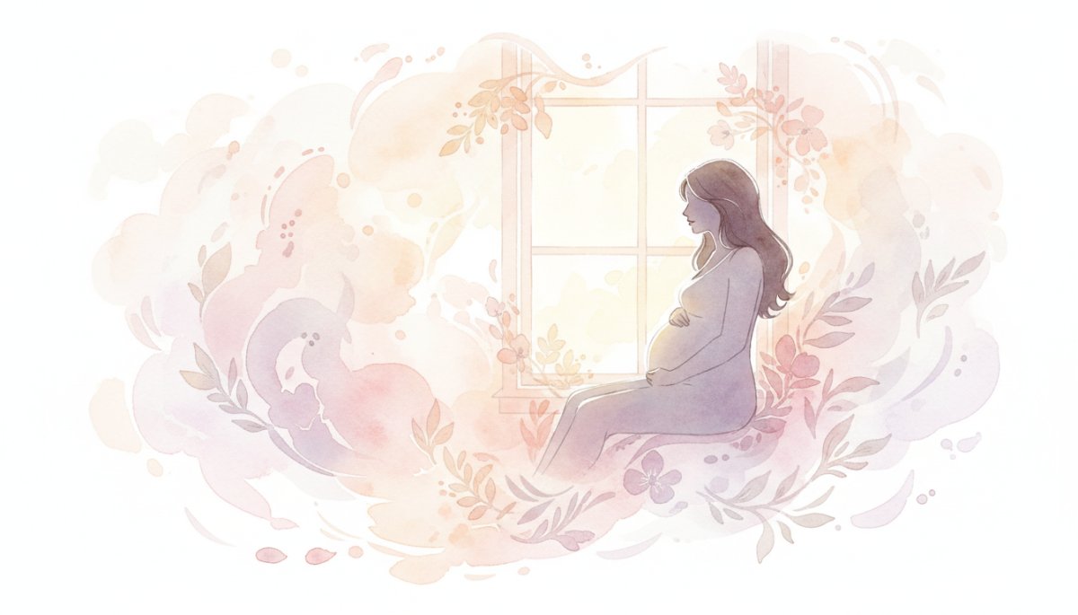 プレママの不安と希望を表現した水彩画イラスト