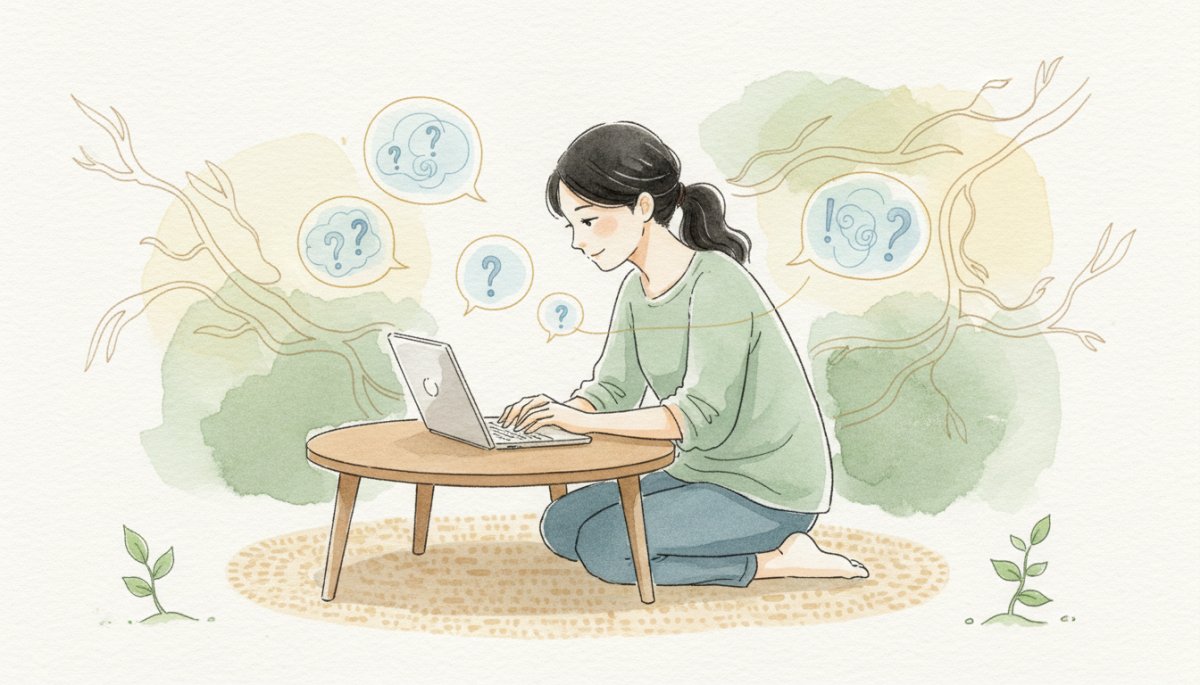 無制限Q&Aで学習する女性のイメージ