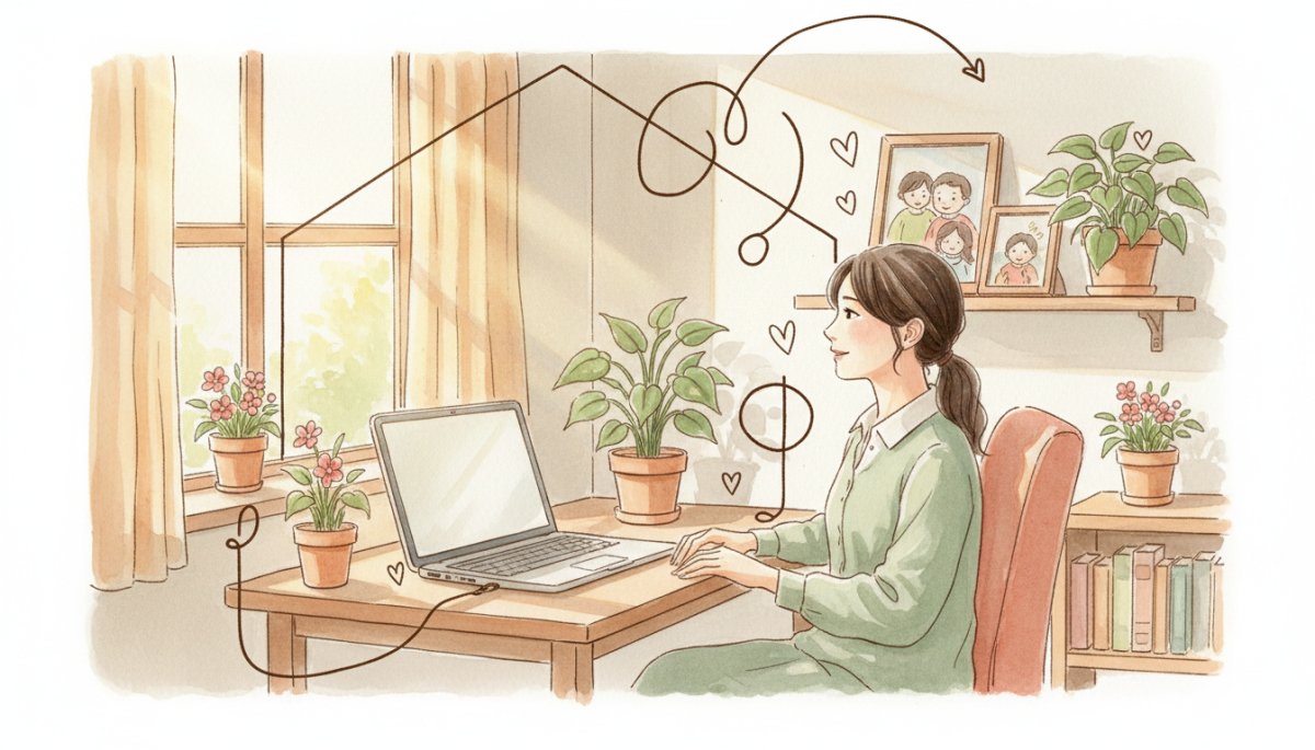 家族との時間を大切にしながら働く幸せな女性