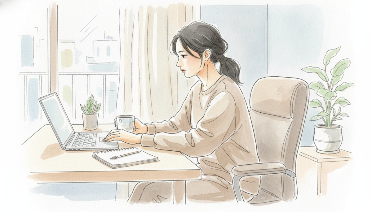 在宅ワークで孤独を感じる女性のイメージ