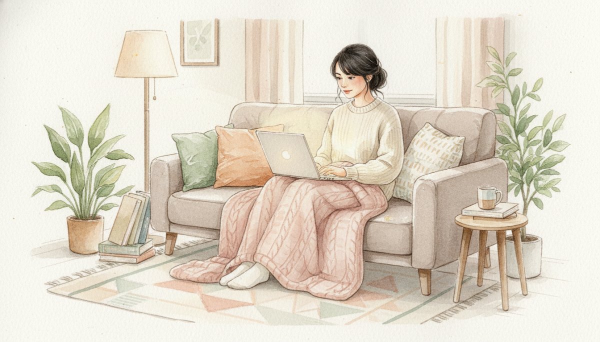 オンラインスクールの受講風景 ママ向け講座 水彩画