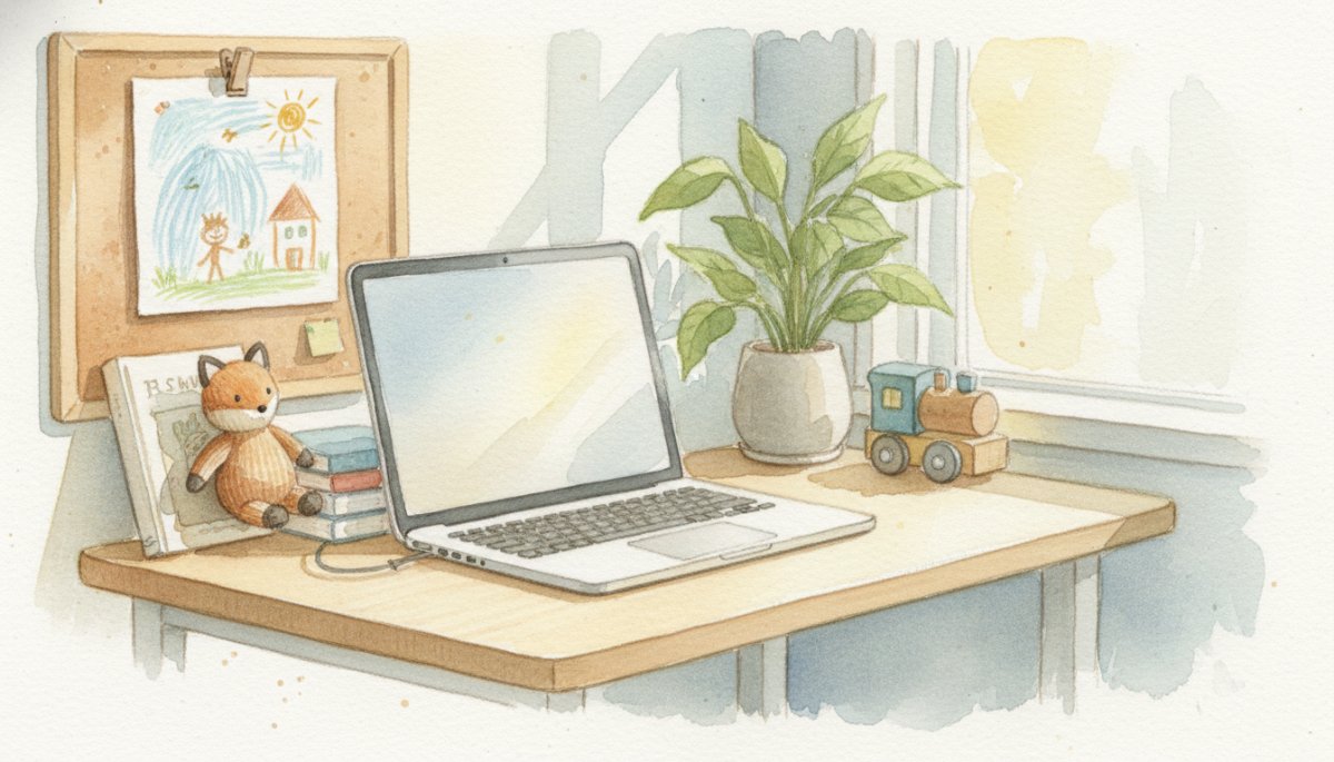 在宅ワークと子育てを両立するイメージ