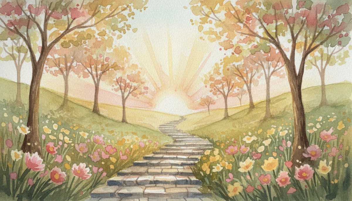 新しい挑戦を始める人への応援を表現した水彩画