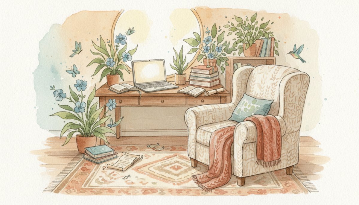 学習環境とサポート体制を表現した水彩画