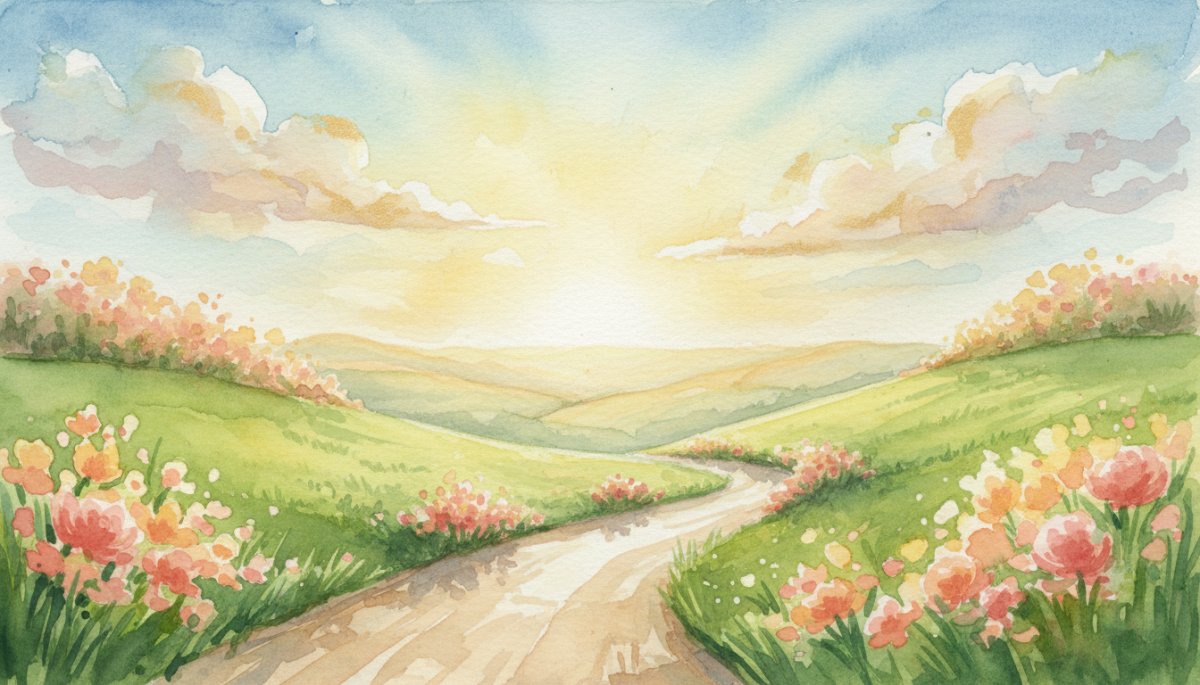 新しい未来への希望を表現した水彩画