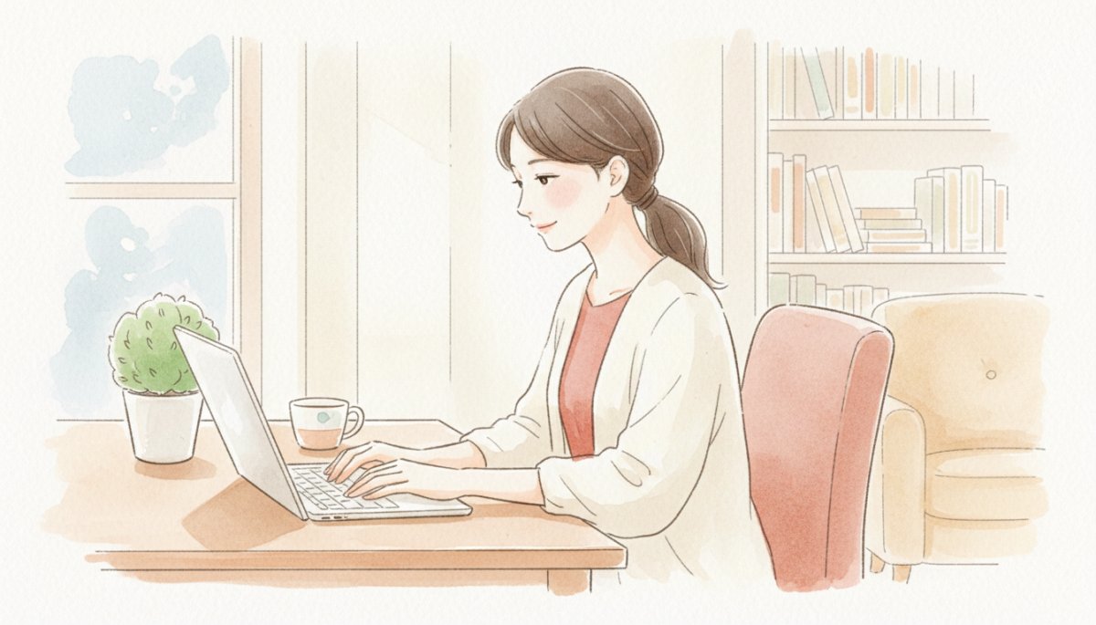 在宅ワークでSEOライターとして活動する日本人女性