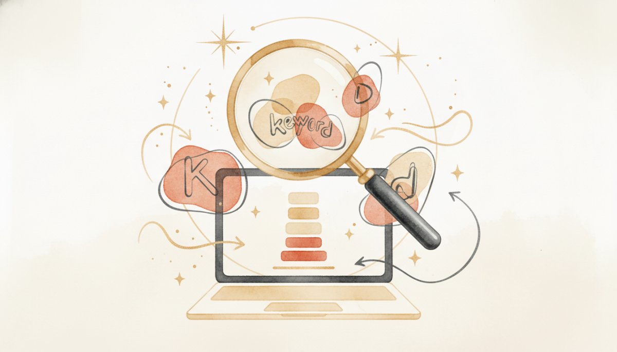 SEOライティングの概念を表す水彩画イラスト