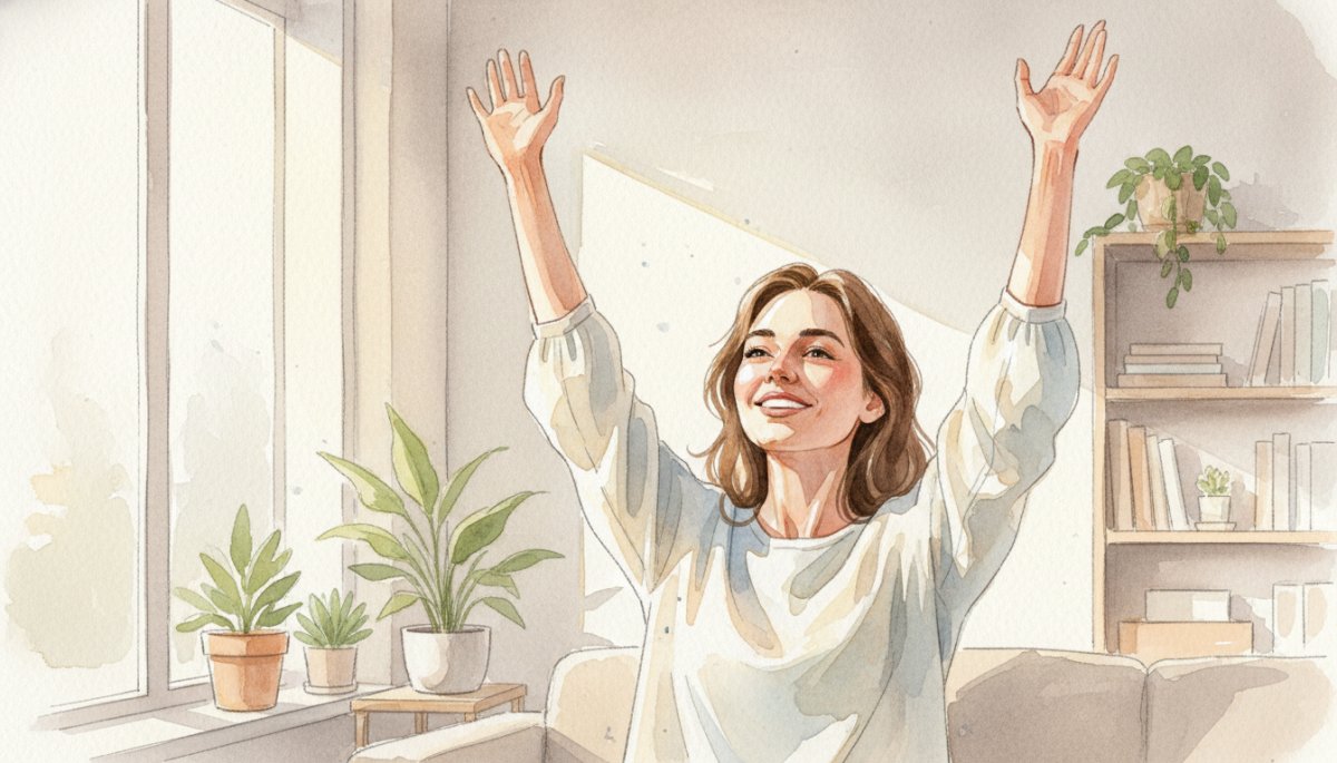 在宅ワークで成果を出す女性の喜びの表情 フリーランス 自宅勤務