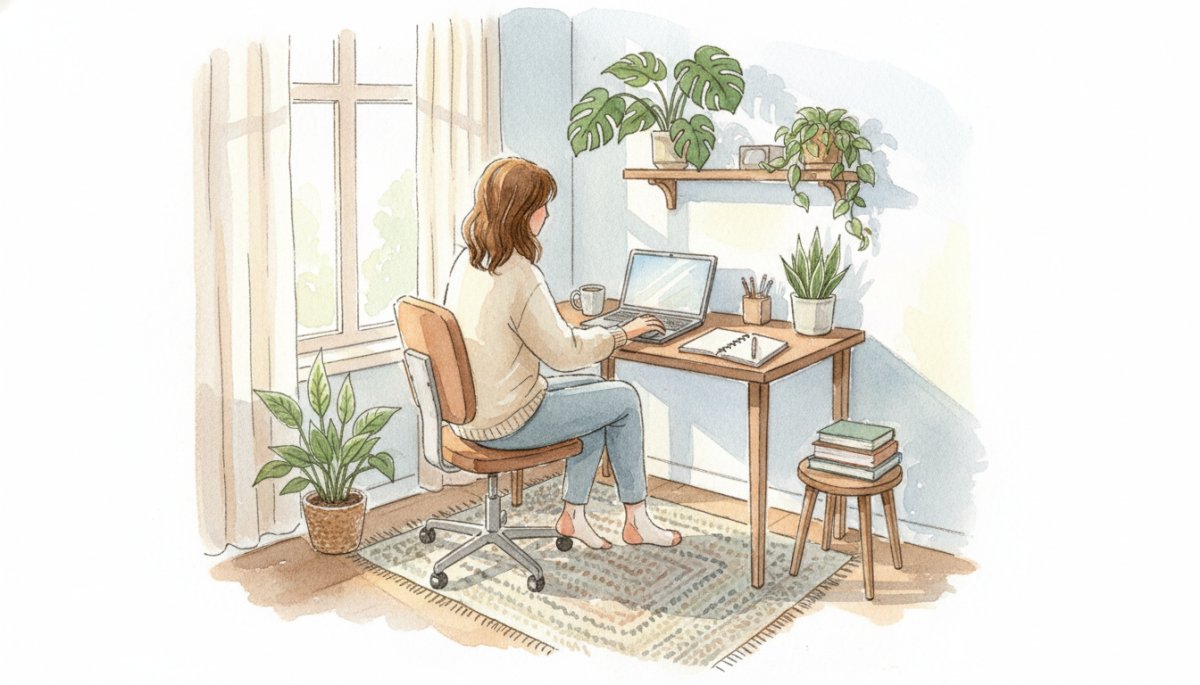 在宅ワークで充実した生活を送る女性 ワークライフバランス 自分らしい働き方