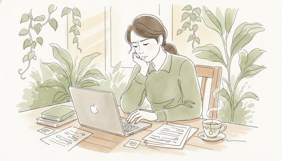 独学で悩むWebライター 壁にぶつかる様子 水彩画