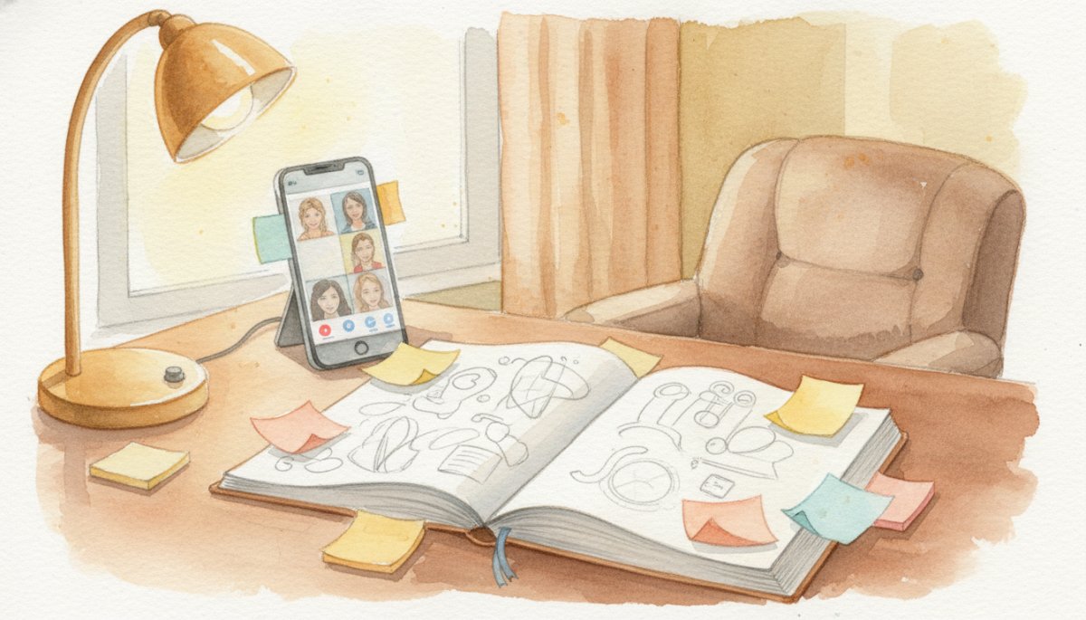 オンライン学習をサポートする環境 水彩画