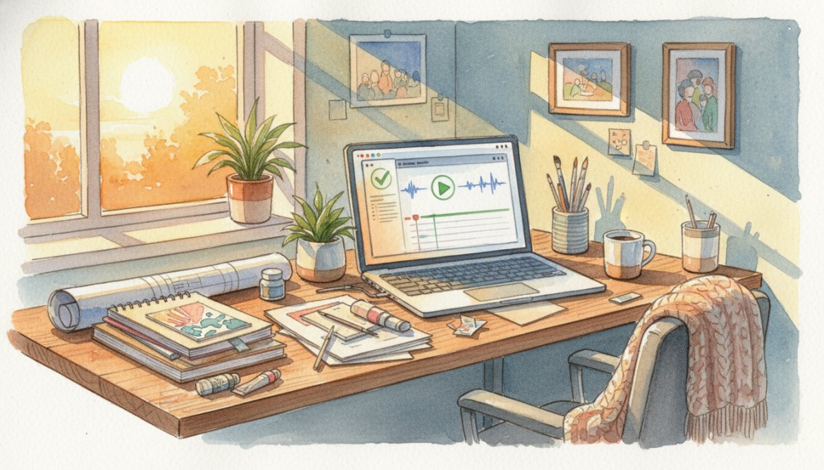 在宅ワークで成果を出すイメージ 水彩画