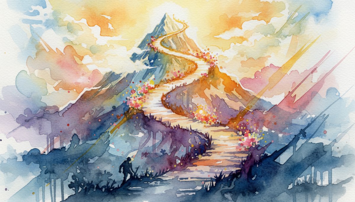 挑戦し続ける姿勢と成長を表現した水彩画