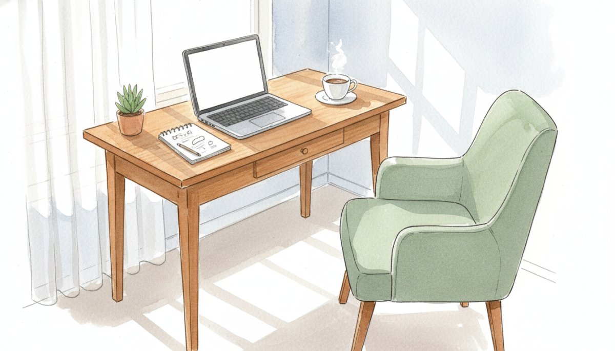 在宅ワークのイメージ 水彩画