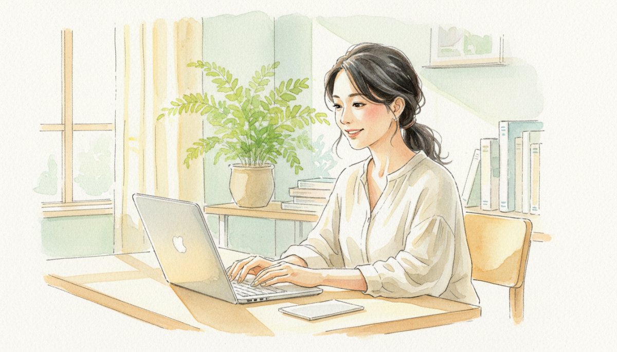 前向きな気持ちでパソコンに向かうWebライター