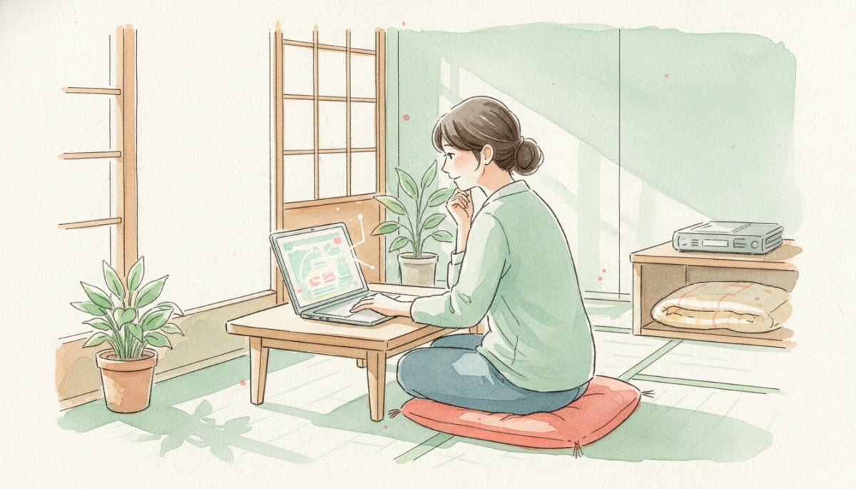 応用講座のコンテンツを選んでいるママ