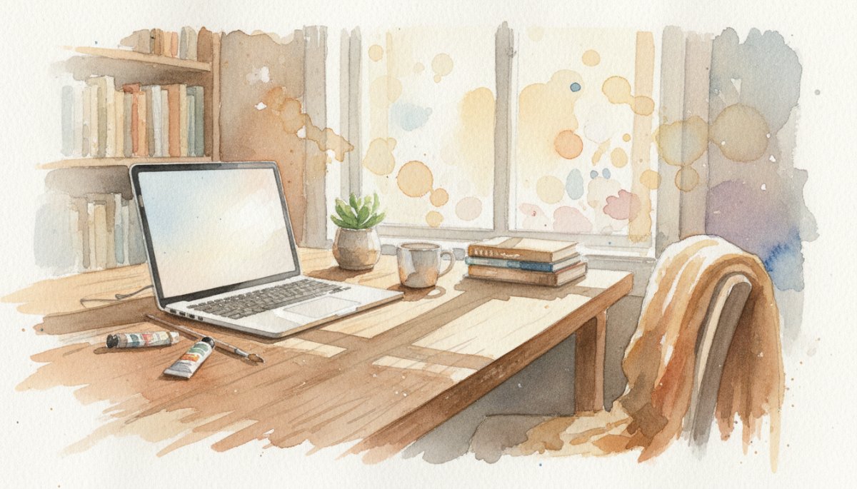 パソコンで作業する様子