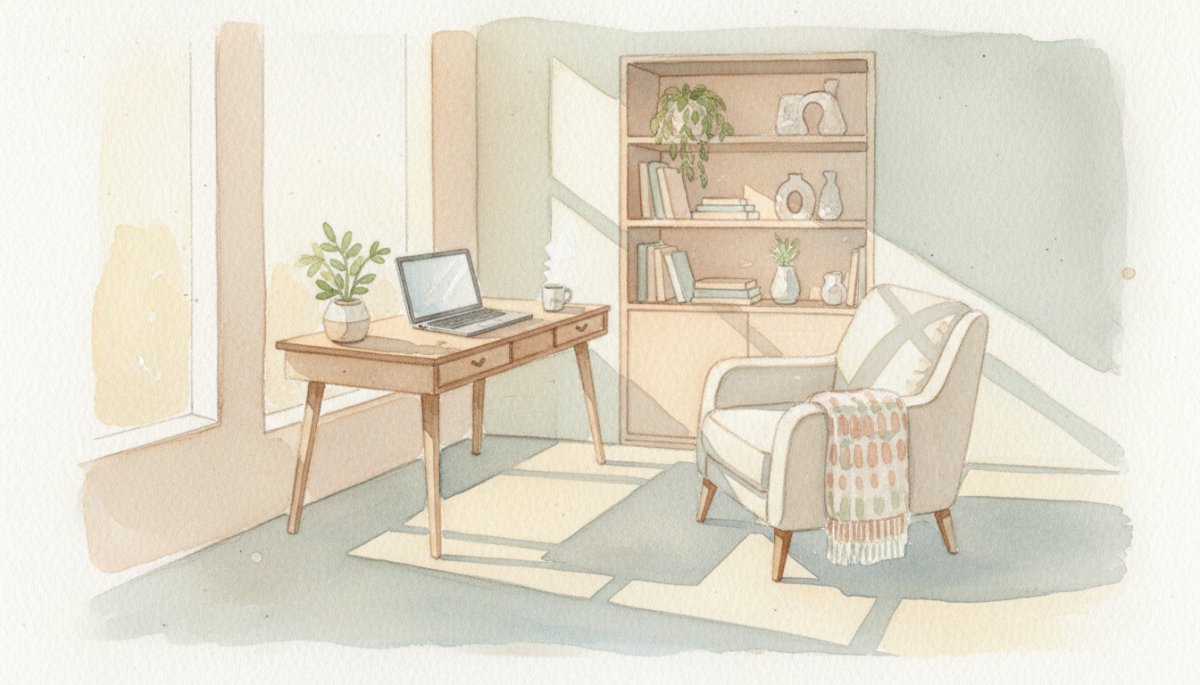 在宅ワークの幸せなイメージ