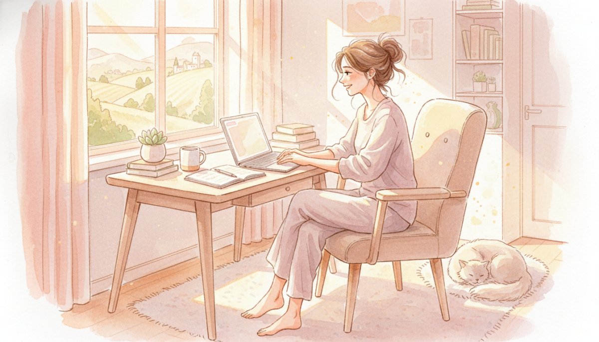 在宅ワークで成功する様子