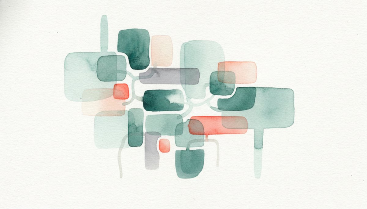 ポートフォリオの要素を整理するイメージ 水彩画