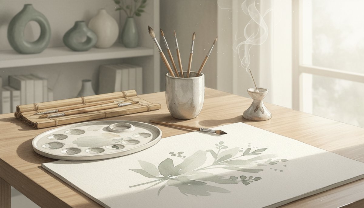 プロフェッショナルな仕事環境を表現した水彩画