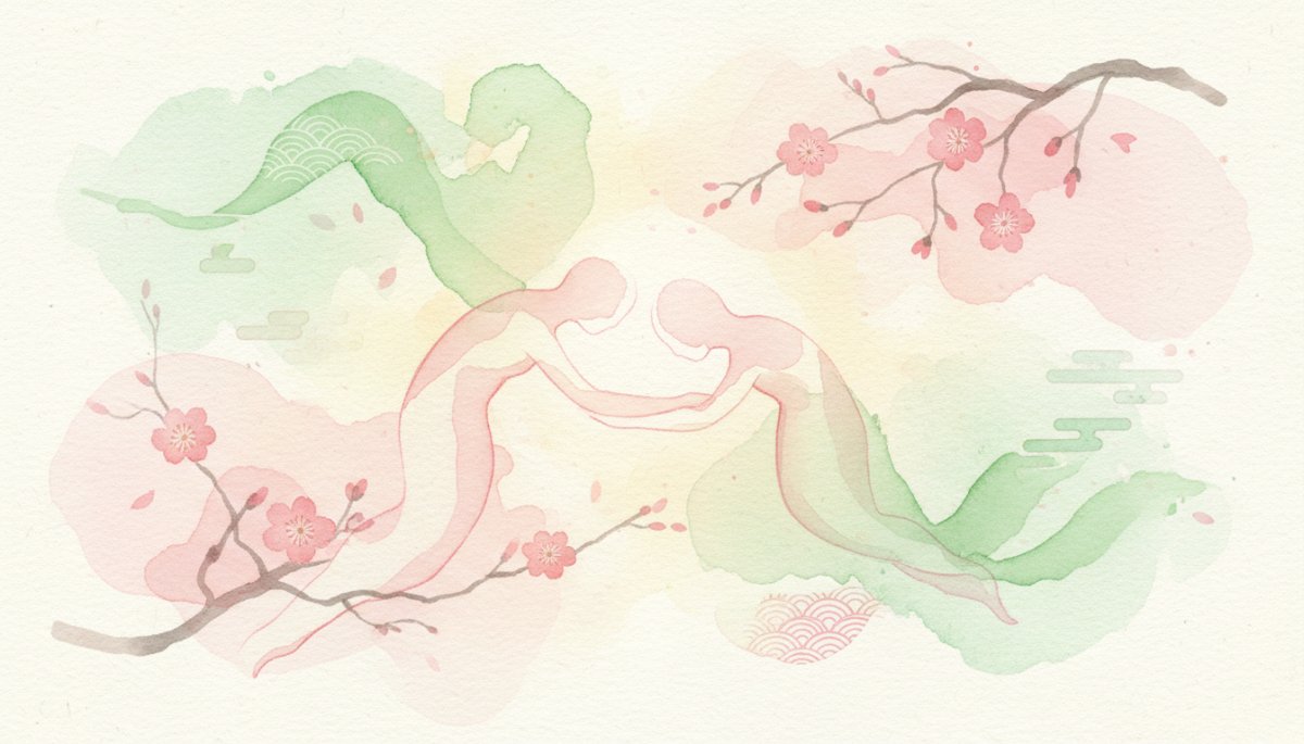 サポートと励ましを表現した水彩画