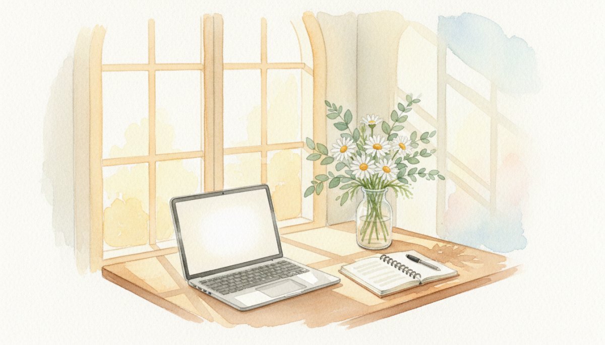 成長を実感するママの前向きな気持ちを表現した明るい雰囲気